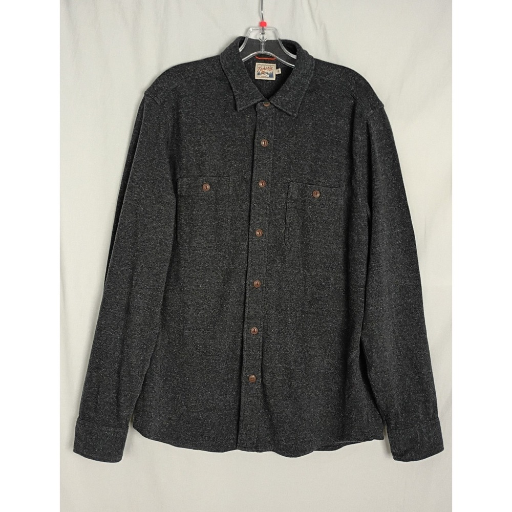 Faherty Men's Knit Alpine Shirt Heather Gray Sz L Organic Cotton